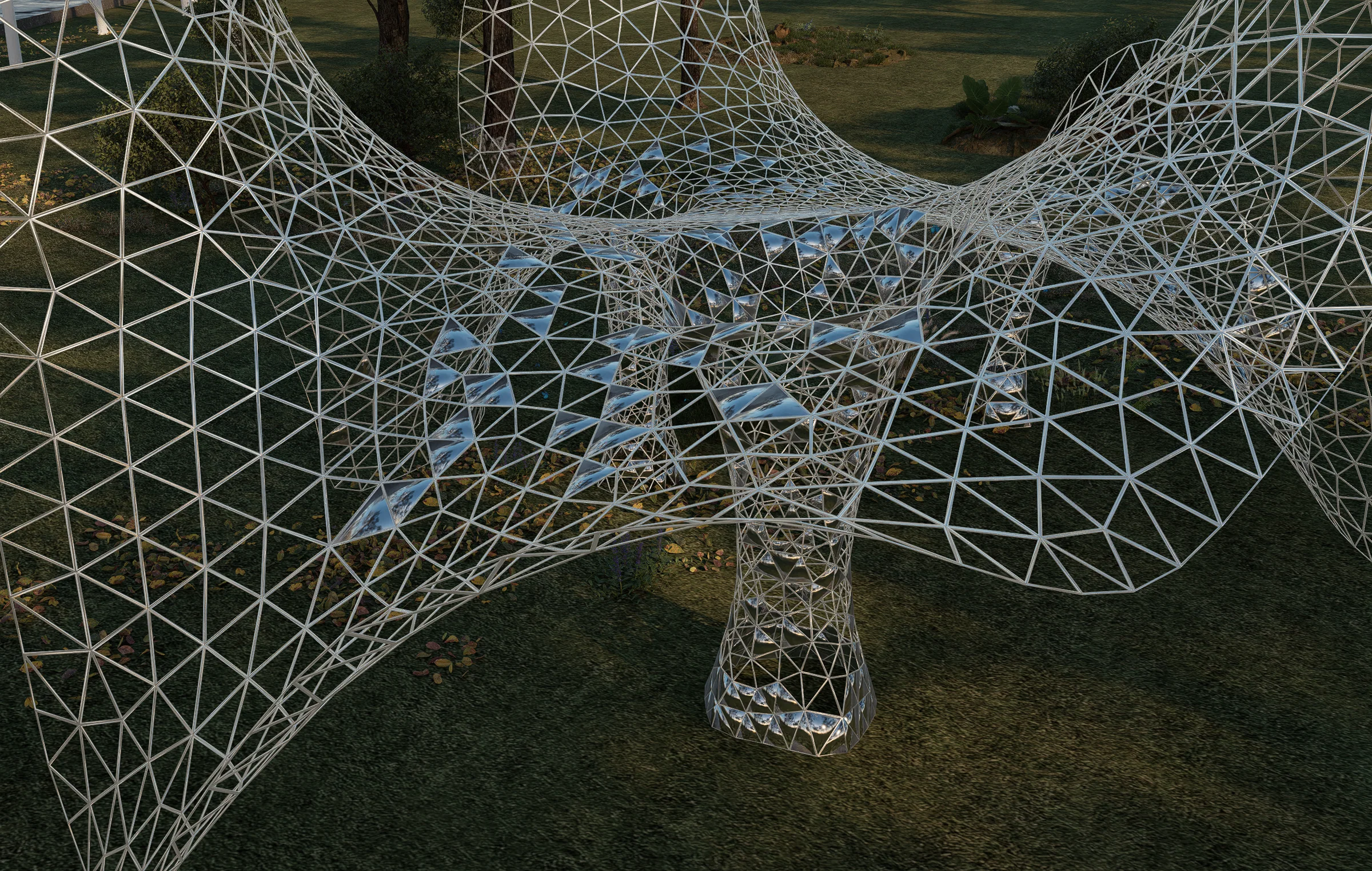 冠状植物仿生网格公共构筑物 / Crown-plant-inspired parametric public structure