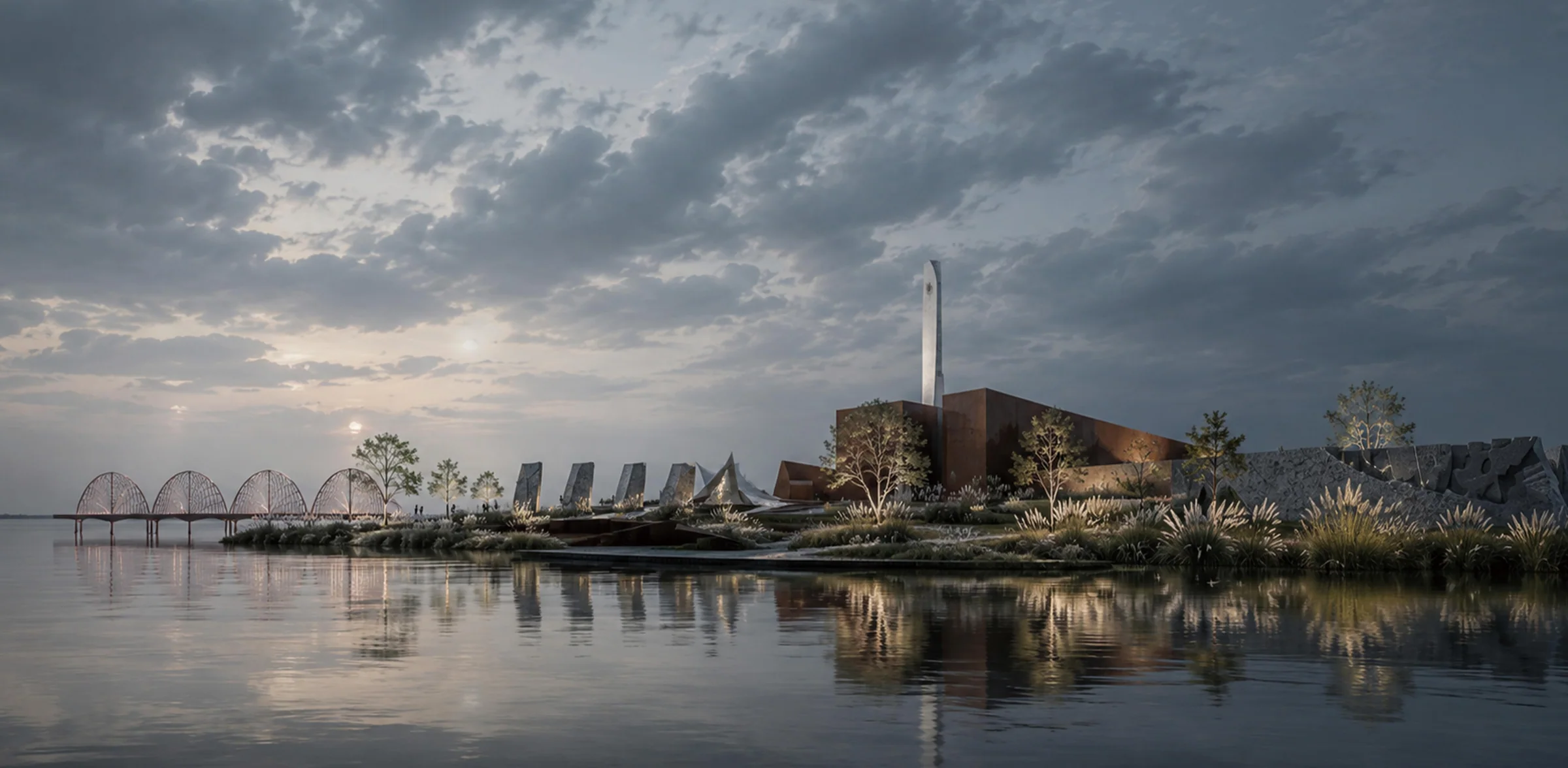 千帆渡长江文化纪念景观总体效果 / Overall view of the Sails Ferry memorial landscape